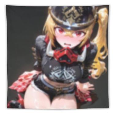 Imagem de LIEGBMEU Tapeçaria sexy de anime menina 152 x 152 cm arte de colcha de parede decoração de tapeçaria caprichosa AF196