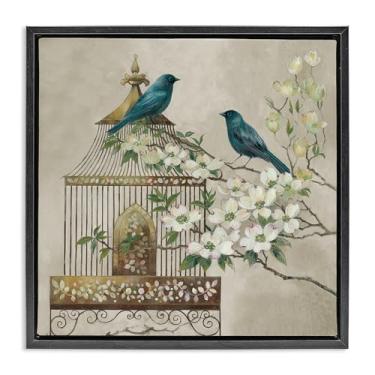 Imagem de Stupell Industries Arte de parede Neutro Birdcage Menagerie Preto Emoldurado Tela flutuante por Elaine Vollherbst, 45,7 x 45,7 cm