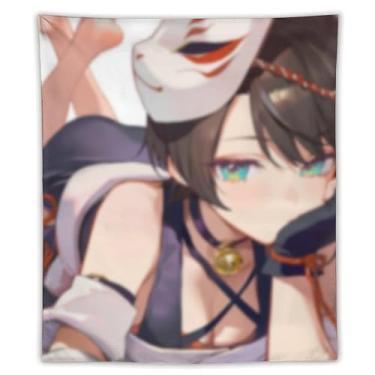 Imagem de LIEGBMEU Tapeçaria sexy de anime menina 127 x 152 cm arte de colcha de parede decoração de tapeçaria caprichosa AF191