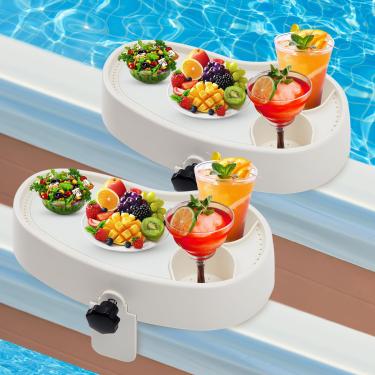 Imagem de Geelin Bandeja de mesa de banheira de hidromassagem, bandeja de banheira ajustável acima do solo com 2 suportes de xícara, entre 5 cm a 19 cm, acessórios de banheira de hidromassagem antiderrapante