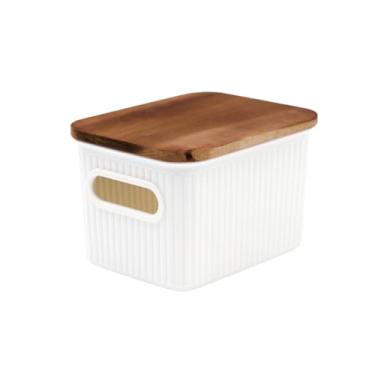 Imagem de Oikos - Caixa Organizadora 1,5L com Tampa de Madeira Acácia Branca