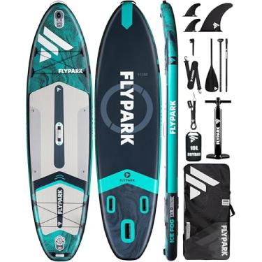 Imagem de FLYPARK Pranchas De Stand Up Paddle Infláveis De 11'X35'', Prancha De Stand Up Paddle Inflável Extra Larga, Prancha De Stand Up Paddle Para Ioga, Prancha De Sup Familiar, Mochila 116L, Alça De Ombro,