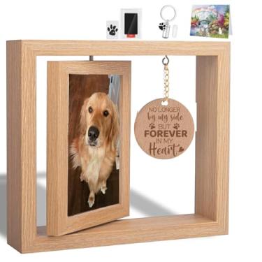 Imagem de Porta-retrato memorial de cachorro com urnas de animais de estimação chaveiro para cães cinzas e kit de impressão de patas de animais de estimação e - Presentes memorial de cachorro, presentes de