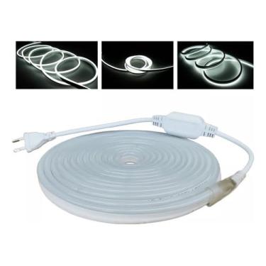 Imagem de Mangueira Led Neon Branco Frio 6k 1m 8x16mm + Conector 220v