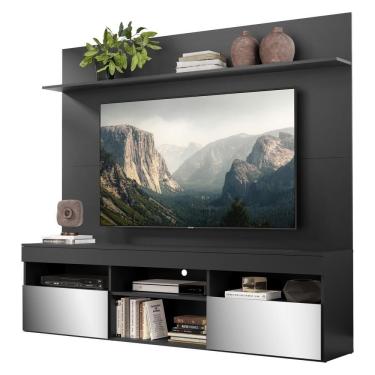 Imagem de Rack com Espelho Painel Tv 65´´ com Prateleira Madri Preto
