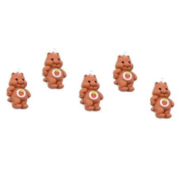 Imagem de Pingente de resina infantil (1 par) - IMPORTAÇÃO, Ursinho marrom 20x34