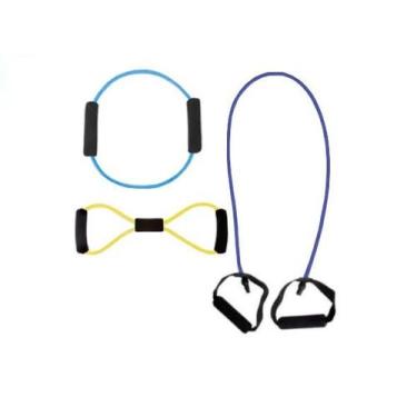 Imagem de Kit 3 Elásticos Extensores Exercícios Pilates Musculação - B2T, Azul c