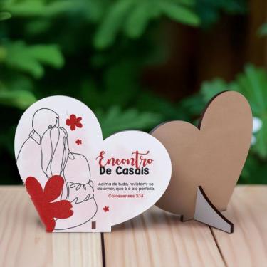 Imagem de Kit Lembrancinhas para Casais Coração em MDF Dia dos Namorados - Delip