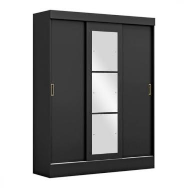 Imagem de Guarda-Roupa Roupeiro Maxel San Marino 3 Portas de Correr 2 Gavetas - Preto