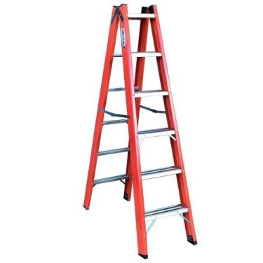 Imagem de Escada Tesoura Dupla em Fibra  6 Degraus 1,80 Metros - WBERTOLO
