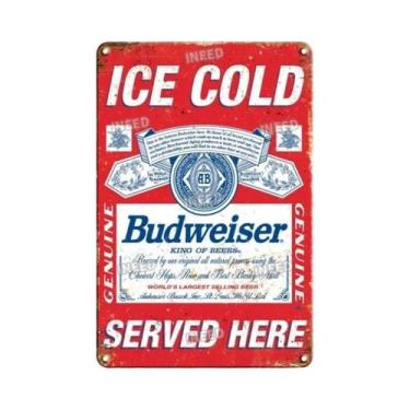 Imagem de Placa De Metal Vintage Budweiser Beer Tin Sign Para Decoração De Bar E