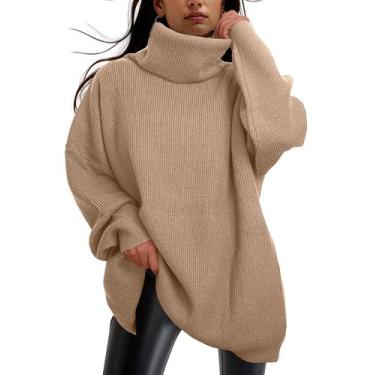 Imagem de Suéter feminino LUXVEER de gola alta de tamanho grande em forma de asa