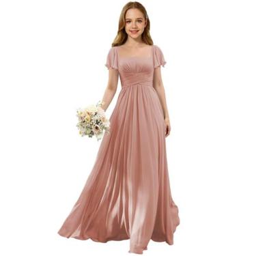 Imagem de Vestido Augday Flower Girl Wedding Guest Dusty Rose tamanho 14