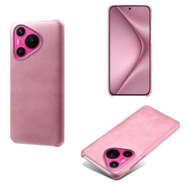 Imagem de Capa para Huawei Pura 70,Proteção contra quedas,Casca de volta de cor sólida simples,Design de couro de imitação de plástico-Pink