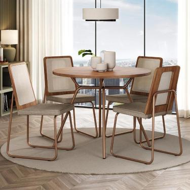 Imagem de Conjunto Sala de Jantar 4 Cadeiras Domani Rosê Carraro