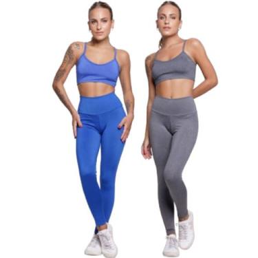 Imagem de KIT 2 Conjunto Top Alça Fina e Calça Suplex WLS Modas Roupa Para Acade