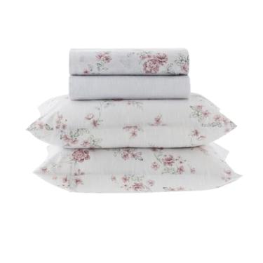 Imagem de Jogo de Lençol Casal Kacyumara New Innovi 180 Fios 100% Algodão Estampado Cama 4 Peças (Liaze - Folhas Verdes)