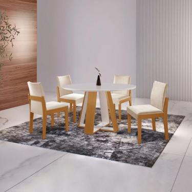 Imagem de Conjunto Sala de Jantar Mesa Grécia 4 Cadeiras Mônaco - LJ Móveis