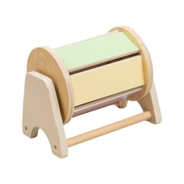 Imagem de simhoa Tambor Giratório Inspirado em Montessori com Sino, Rolo de Cognição de Cores, Madeira