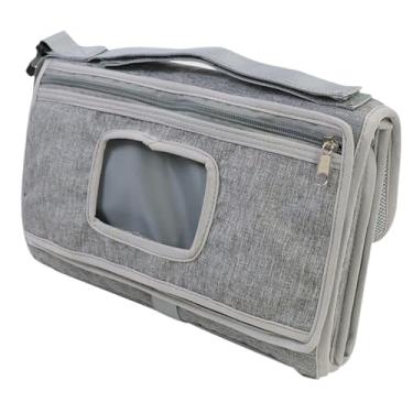 Imagem de Dynwave Trocador de fraldas, tapete trocador dobrável, compacto, confortável, travesseiro com bolso para lenços umedecidos, acessórios leves e removíveis, Cinza