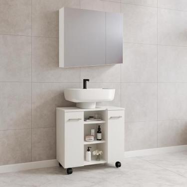 Imagem de Kit Armário Suspenso Espelheira Klein e Gabinete Premium Para Banheiro