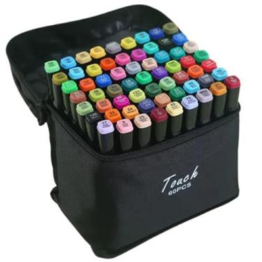 Imagem de Marcador Permanente com Ponta Dupla, 60 Cores, para Papel, Desenho e Escritório