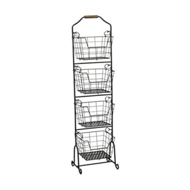 Imagem de Gourmet Basics by Mikasa Ferme Cesta de 4 andares de metal para armazenamento de frutas/casa, preto antigo