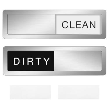 Imagem de KTZCTPCA 2 peças de placa de ímã de máquina de lavar louça limpa e suja, aviso de etiqueta de máquina de lavar roupa, utensílio de cozinha para apartamento essencial, placa de lava-louças para