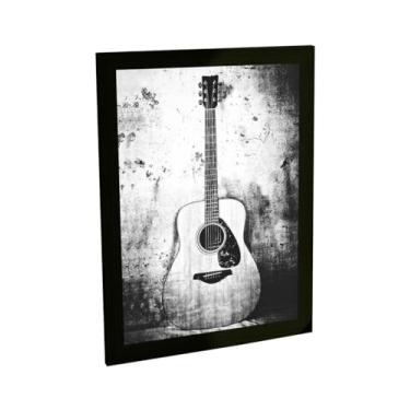 Imagem de Quadro Decorativo Violão Ilustração Preto E Branco Decoração Poster Quarto Sala