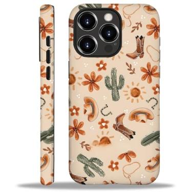 Imagem de Capa para iPhone 16 Pro, silicone macio fosco + PC rígido antiarranhões capa protetora 2 em 1 resistente à prova de choque para mulheres e homens - Country Western Cowboy Desert