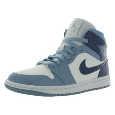 Imagem de Nike Tênis feminino Air Jordan 1 Mid Shoes, Vela/azul difuso/azul cinza/azul oceano, 42