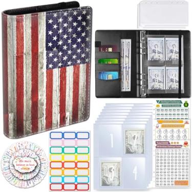 Imagem de Desafio de economia de dinheiro com 100 envelopes, fichário econômico com envelopes de dinheiro, processo motivacional para economizar US$ 5050, livro de desafio de economia A5 - Bandeira americana