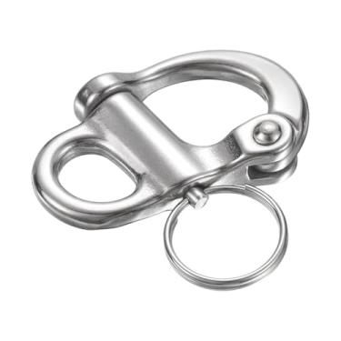 Imagem de PATIKIL Manilha de liberação rápida de 5 cm, manilha fixa de aço inoxidável 316, conector de vela de barco para acampamento ao ar livre, navios náuticos, içamento industrial, correntes para animais de