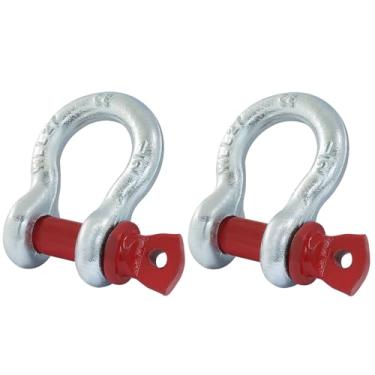 Imagem de HARSKIYER 2 manilhas de anel D de 1/2 polegada, 2 toneladas (1,999 kg) limite de carga de trabalho galvanizado manilha de pino de parafuso resistente para alça de reboque, guincho, fio de aço de