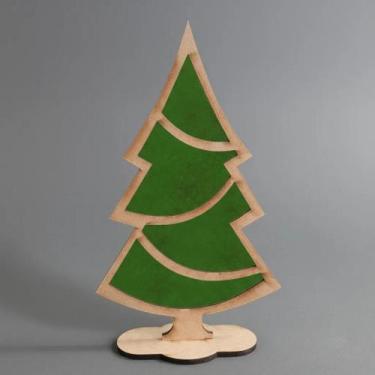 Imagem de Kit com 3 Árvore de Natal em Mdf de 3mm Pintada Artesanalmente Branca 