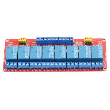 Imagem de Módulo de relé de Optoacoplador de 8 Canais, Isolamento de Fotoacoplador de Patch, Corrente de Disparo de 5mA, 5V/12V/24V, Gatilho de Nível Alto/baixo, Indicador de Energia (24V)