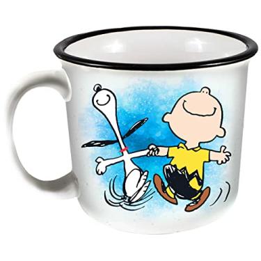Imagem de Spoontiques - Caneca Snoopy Camper fofa caneca de cerâmica para fogueira - ótima para amantes de atividades ao ar livre, mochileiros, aventureiros - presentes para amigos e familiares