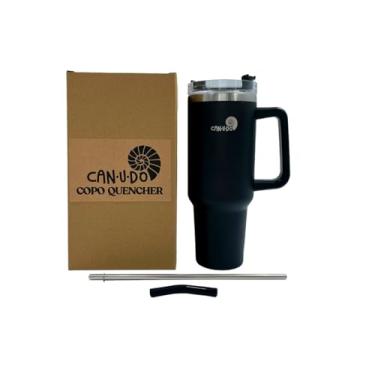 Imagem de QCup – Copo Térmico 1,18L + Escova - Ideal para Viagens, Academia e Escritório (Preto)