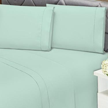 Imagem de Jogo de Cama Lençol Casal 3 Peças 100% Algodão Percal 200 Fios - gaby 