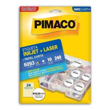 Imagem de Etiqueta inkjet/laser carta 6093 com 10 folhas Pimaco