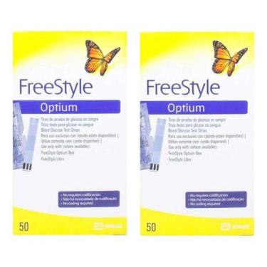 Imagem de 2 Caixas Freestyle Optium 50 Tiras Para Glicemia Cor Sem Cor