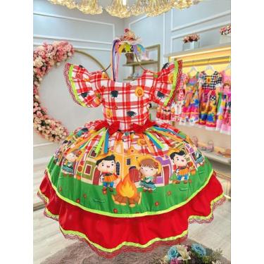 Imagem de Vestido Infantil Junino Xadrez Vermelho para Festa de São João - Taman