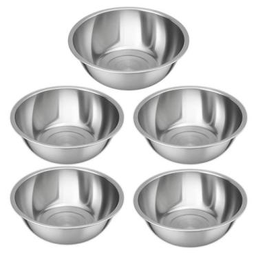 Imagem de Kit 5 Bacia Tigela Bowl de Inox Pequena Redonda 35cm 5 Litros Cozinha 