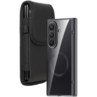 Imagem de Nakedcellphone Combo para Samsung Galaxy Z Fold 7 Capa de celular com suporte de clipe de cinto - Protetor de tela integrado - Capa de dobradiça - Compatível com MagSafe - Preto/Transparente