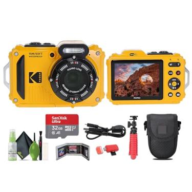 Imagem de KODAK PIXPRO WPZ2 Câmera digital de vlogging WiFi resistente à prova de choque à prova de poeira 16 MP (amarelo) pacote com cartão de memória de 32 GB + tripé vlogger + bolsa + kit de limpeza + mais