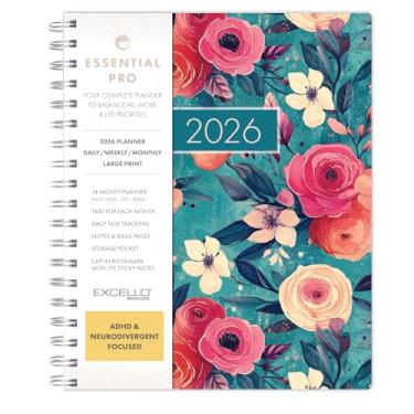Imagem de Essential PRO 2026 Agenda diária, semanal e mensal, 17,8 cm x 23 cm: 14 meses (novembro de 2025 a dezembro de 2026) abas mensais, rastreamento diário, páginas de notas, bolso de armazenamento