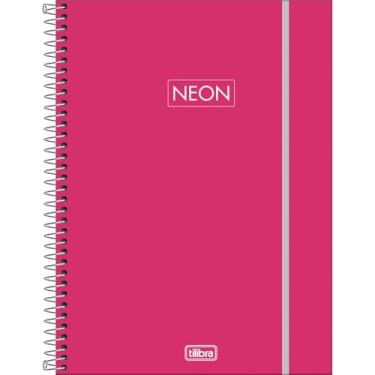 Imagem de Tilibra - Caderno Espiral Capa Plástica Universitário 10 Matérias Neon Fit Feminino 160 Folhas - Capa Pink