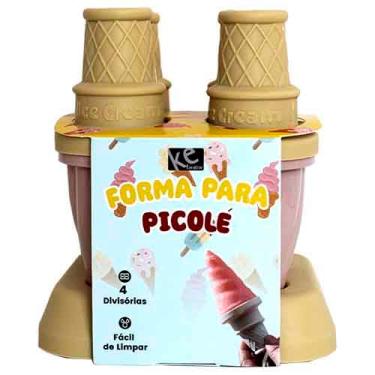 Imagem de Kehome Forma para Picolé, 4 Moldes, Formato Sorvete, Divisórias Fáceis de Limpar
