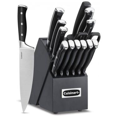 Imagem de Conjunto de Facas Cuisinart C77BTR15PBK em Aço Inoxidável com Bloco de Bancada Multinível, 15 Peças, Preta
