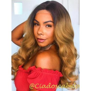 Imagem de Peruca Lace Front Sintética Fibra Futura Loiro Dourado - Lara - Cia do